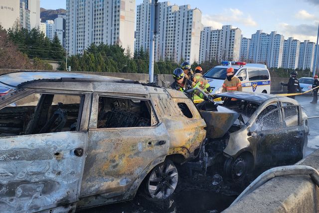 ▲토레스 EVX 화재 사고 현장(사진=KG모빌리티)