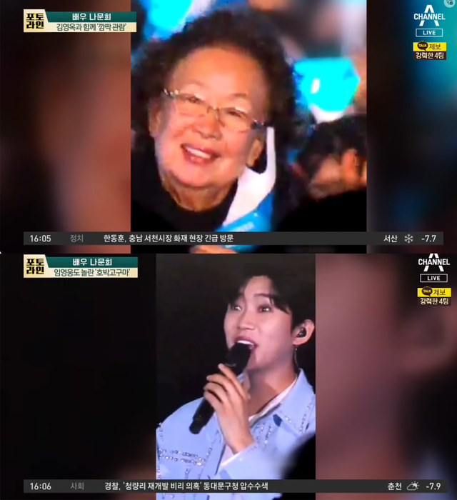 ▲나문희, 임영웅 뉴스 화면 갈무리 (사진=채널 A 뉴스)