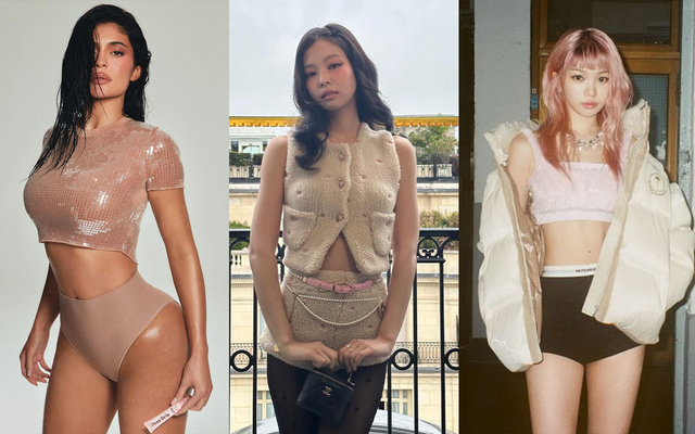 ▲팬츠리스룩을 선택한 스타들(사진=카일리 제너, 제니, 르세라핌SNS)
