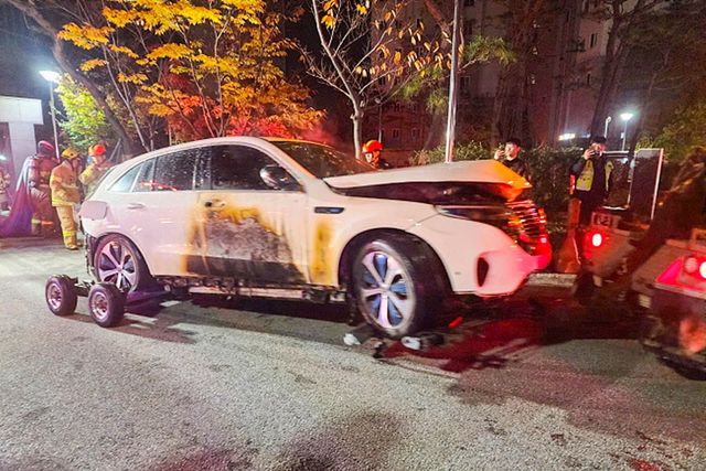 ▲충남 아산시에서 발생한 전기차 화재(사진=연합뉴스)