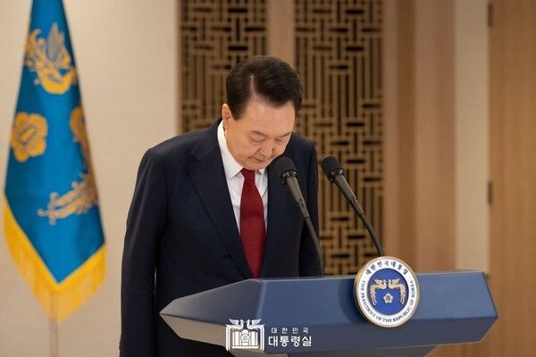 ▲12일 용산 대통령실에서 '국민께 드리는 말씀'을 발표한 윤 대통령 (사진= 대한민국 대통령실)