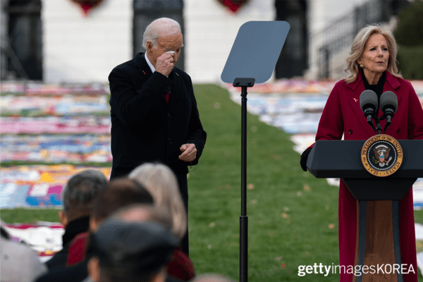 ▲연설에 나선 영부인 질 바이든과 조 바이든 대통령 (사진= gettyimagesKOREA)