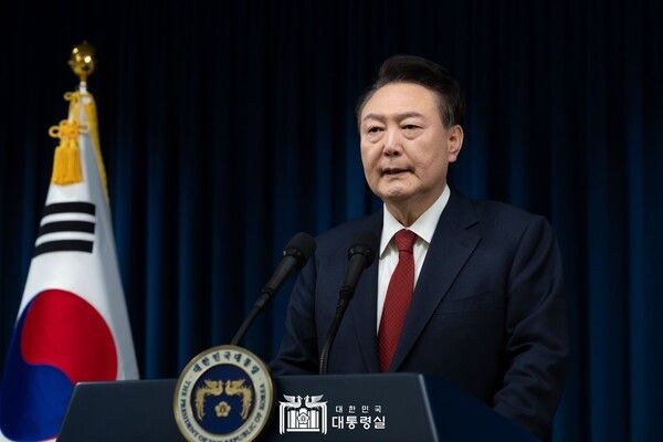 ▲7일 대통령 집무실에서 대국민 연설을 하는 윤석열 대통령 (사진=gettyimagesKOREA)