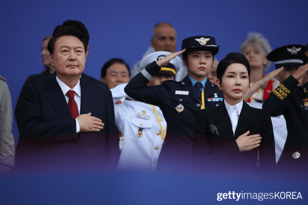▲국군의 날 기념식에 참석한 윤 대통령과 김건희 여사 (사진= gettyimagesKOREA)&nbsp;