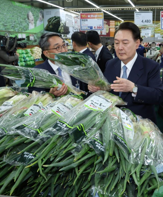 ▲대파 가격 보는 윤석열 대통령 (사진=연합뉴스)