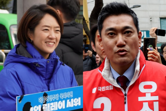 ▲고민정 더불어민주당 광진을 후보(왼쪽)와 오신환 국민의힘 후보 (사진=고민정 블로그, 오신환 페이스북)