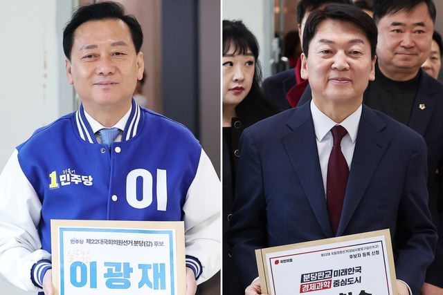 ▲이광재 더불어민주당 성남분당갑 후보(왼쪽)와 안철수 국민의힘 후보 (사진=연합뉴스)