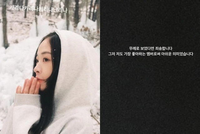 ▲진이 카리나 발언(사진=진이SNS)