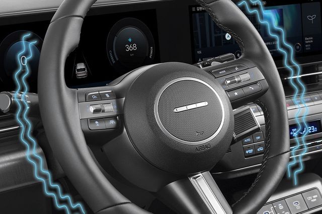 ▲코나 일렉트릭 진동 경고 스티어링 휠(사진=현대차)