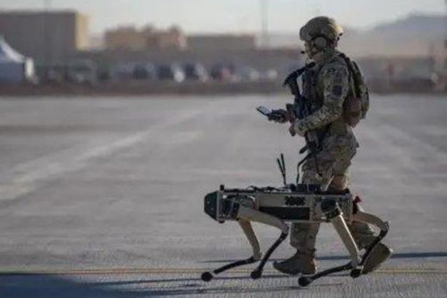 ▲로봇 개와 작전 수행 중인 군인 (사진=연합뉴스)