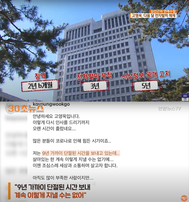 ▲고영욱 SNS 개설 소식 (사진=유튜브 'KBS News', '연합뉴스TV')