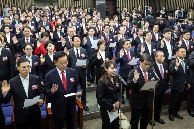 ▲국민의힘·국민의미래 당선자 총회(사진=연합뉴스)