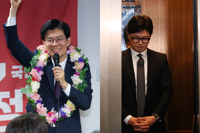 ▲조정훈 국민의힘 의원, 한동훈 전 국민의힘 비상대책위원장(사진=연합뉴스)