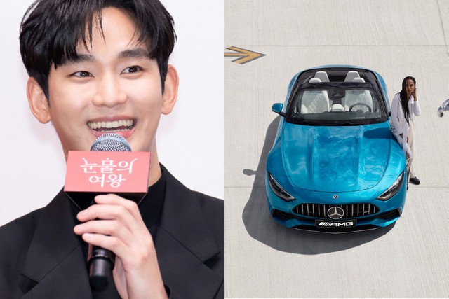 ▲김수현과 메르세데스-AMG SL(출처=tvN/메르세데스-벤츠)