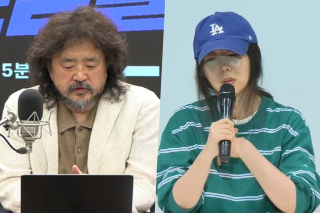 ▲방송인 김어준, 민희진 어도어 대표(사진=유튜브 채널 '김어준의 겸손은 힘들다 뉴스공장', YTN)