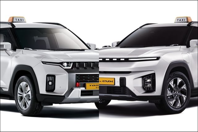 ▲KG모빌리티 토레스 바이퓨얼 LPG 택시, 토레스 EVX 택시(사진=KG모빌리티)