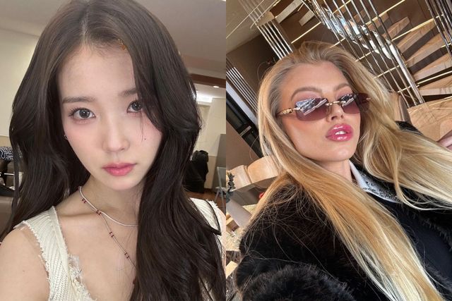 ▲가수 겸 배우 아이유, 프랑스 뷰티 인플루언서 마리아 트래블(사진=아이유 SNS, 마리아 트래블 SNS)