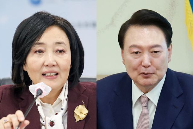 ▲박영선 전 중소벤처기업부 장관과 윤석열 대통령 (사진=박영선 페이스북·연합뉴스)