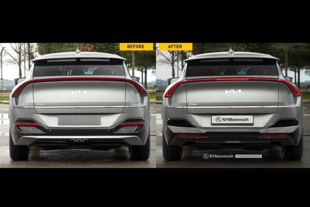 ▲기아 현행 EV6, 신형 예상도 비교(사진=유튜브 '뉴욕맘모스')