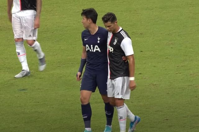 ▲인사 나누는 손흥민과 호날두 (사진=유튜브 톱데일리)