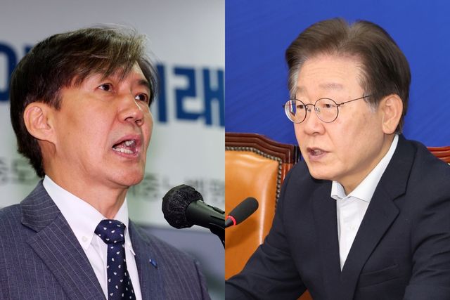 ▲조국 조국혁신당 대표, 이재명 더불어민주당 대표(사진=연합뉴스)