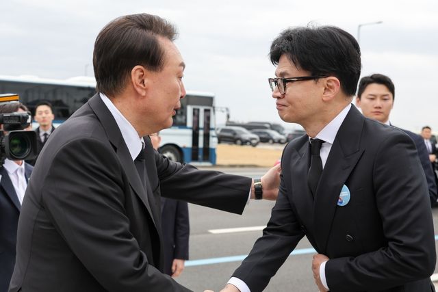 ▲윤석열 대통령과 한동훈 전 비대위원장 (사진=대통령실)