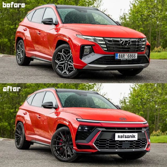 ▲현대 투싼 기존 디자인과 렌더링 비교(사진=인스타그램 'kensonik')