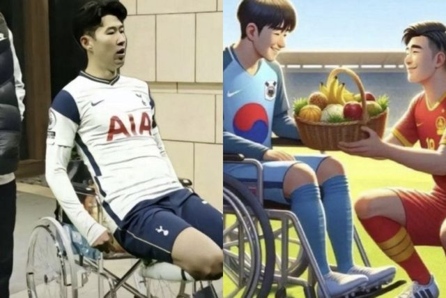 ▲중국에서 유행하는 손흥민 합성 사진 (사진=온라인 커뮤니티)