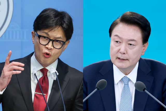 ▲국민의힘 한동훈 전 비대위원장과 윤석열 대통령 (사진=연합뉴스)