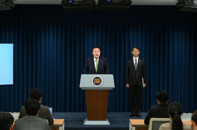 ▲석유 매장 관련 국정브리핑 하는 윤석열 대통령(사진=연합뉴스)