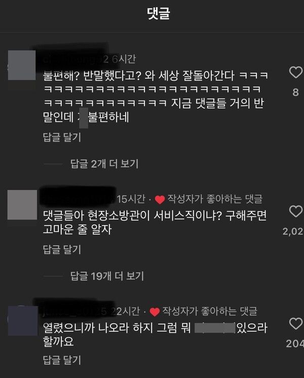 ▲영상에 대한 누리꾼 반응 (사진=인스타그램)