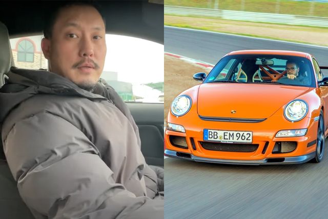 ▲김헌성 대표, 포르쉐 911 GT3 RS(사진=유튜브 '호텔사장 기먼성', 포르쉐)
