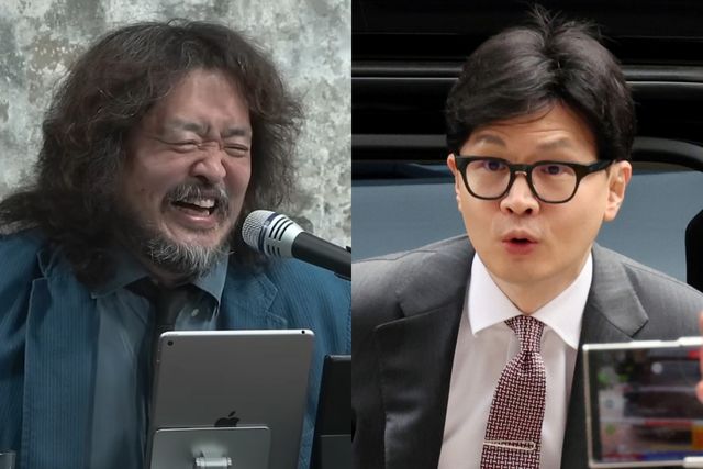 ▲방송인 김어준 씨와 국민의힘 한동훈 당 대표 후보 (사진=유튜브 김어준의 다스뵈이다, 뉴스1)