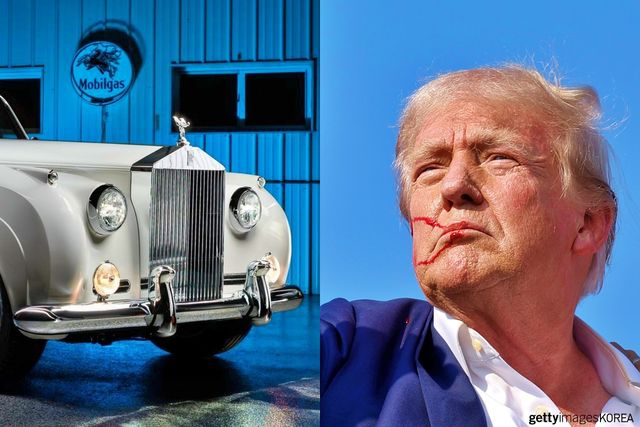 ▲롤스로이스 실버 클라우드, 피습 직후 도널드 트럼프(사진=롤스로이스, GettyimagesKOREA)