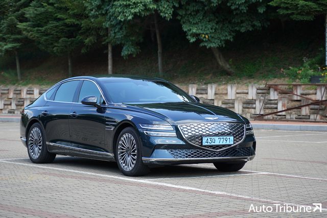 ▲제네시스 G80 전기차 전측면(사진=기노현 기자)