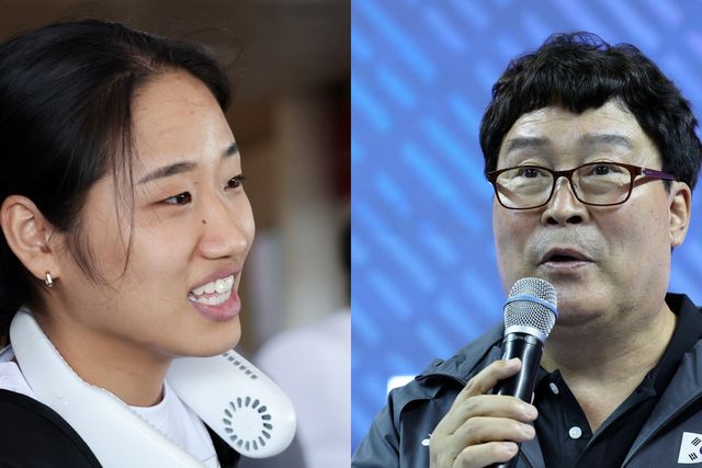 ▲ (왼쪽) 안세영, (오른쪽) 대한배드민턴협회장 김택규 (사진=뉴스1, 오토트리뷴 편집)