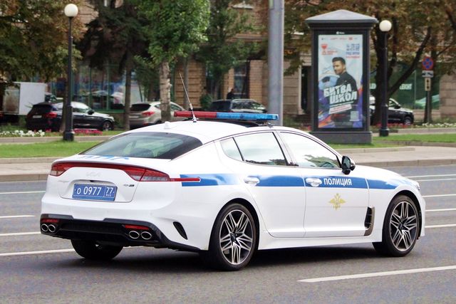 ▲러시아 경찰 의전차인 기아 스팅어(사진=)