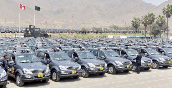 ▲페루 경찰 납품용 렉스턴(사진=KGM UK Media)