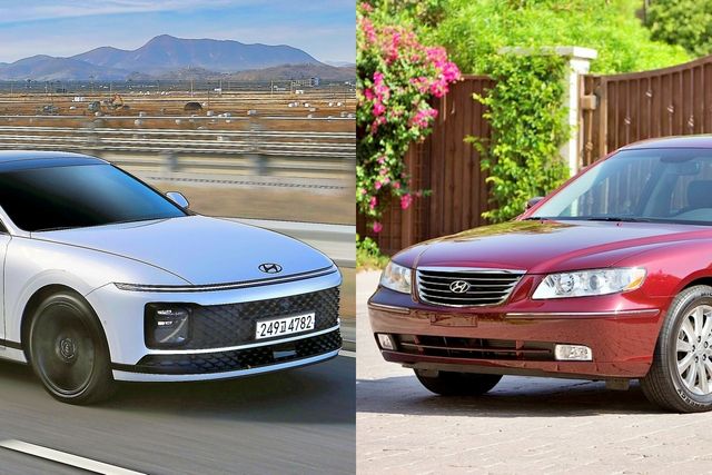 현행 7세대 그랜저와 2005년 당시 판매된 4세대 그랜저 TG /사진=현대차