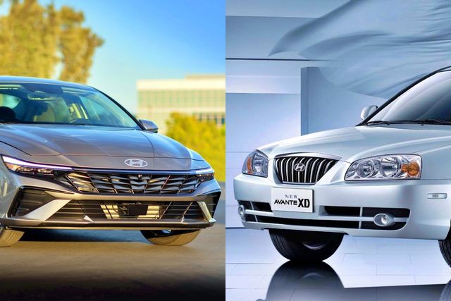 현행 7세대 아반떼와 2005년 당시 판매된 3세대 아반떼 XD /사진=현대차