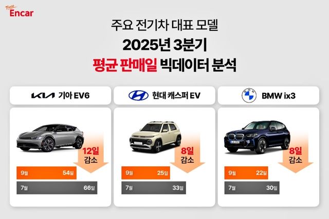 주요 전기차별 평균 판매일 감소 추이 /사진=엔카닷컴