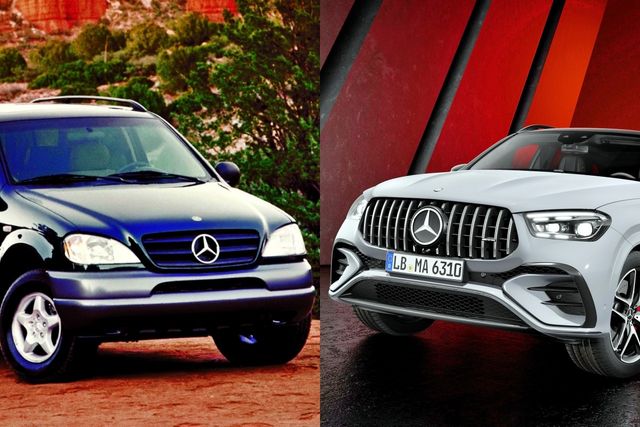 2005년 당시 판매된 1세대 M-클래스와 현행 4세대 AMG GLE 53 4매틱+ 쿠페 /사진=메르세데스-벤츠