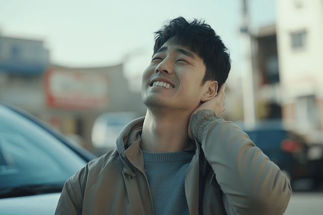 ▲뒷목 잡고 웃는 나이롱 환자 (사진=오토트리뷴)