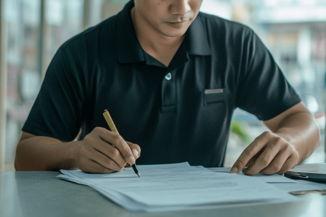 ▲진술서를 작성하는 남성 (사진=오토트리뷴)