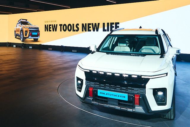 ▲무쏘&nbsp; EV 신차 공개 행사(사진=KGM)