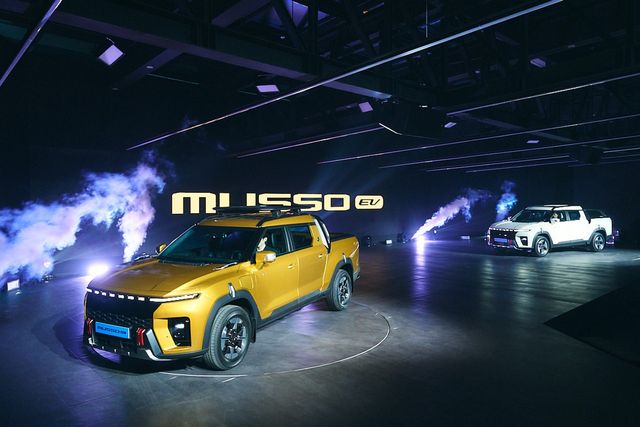 ▲무쏘&nbsp; EV 신차 공개 행사(사진=KGM)