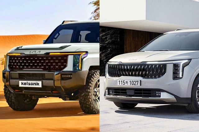 ▲타스만 디자인 수정 렌더링과 현행 카니발 비교(사진=인스타그램 'kelsonik', 기아)