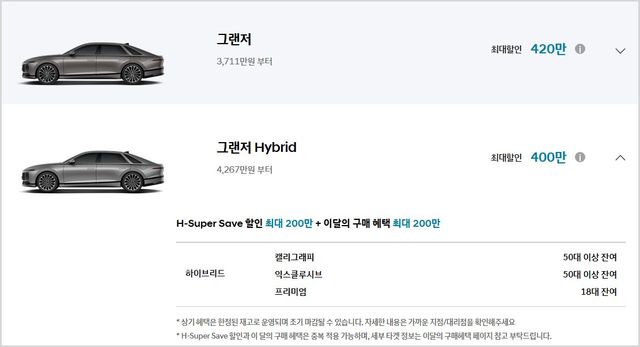 그랜저 하이브리드 재고 현황 /사진=현대차