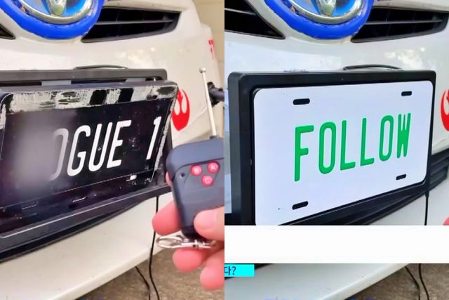 버튼 하나로 번호판을 바꿀 수 있는 장치 예시 /사진=유튜브 'SBS 뉴스'