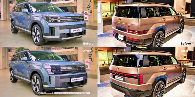 현대 싼타페 현행 모델 및 부분 변경 모델 상상도 비교 /사진=유튜브 '뉴욕맘모스'